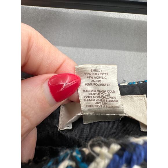 Loft Skirt Womens 2 Blue Plaid Tweed Mini Academia Preppy Grunge Capsule Boho - Picture 7 of 9